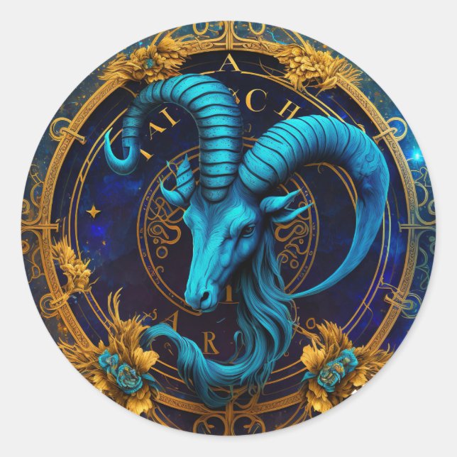 Capricorn Zodiac Graphic Classic Round Sticker (Front)