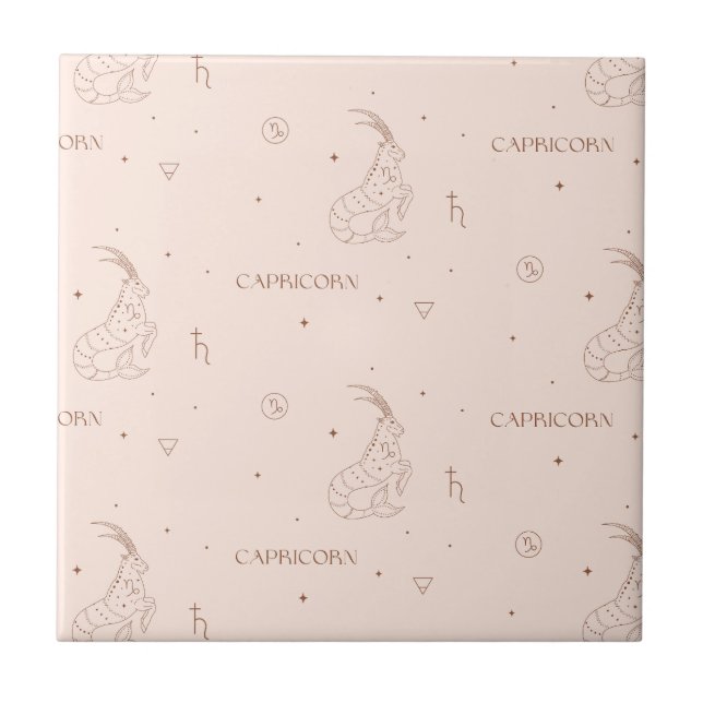 Capricorn Zodiac Pattern in Brown and Burgundy Tile (Front)