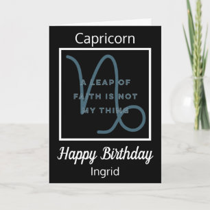 Capricorn Zodiac Quote Black & White Birthday Card