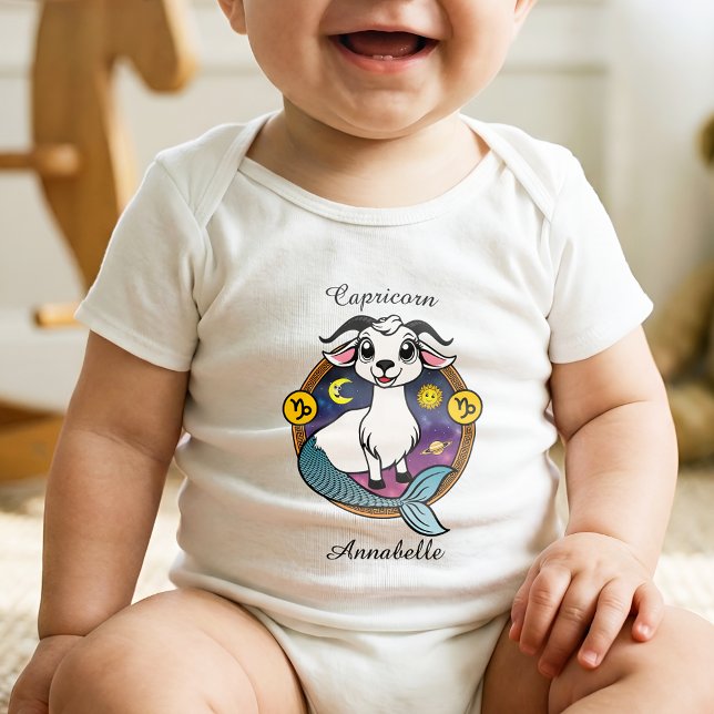 Capricorn Zodiac Sign Astrology Cartoon Horoscope Baby Bodysuit (Creator Uploaded)