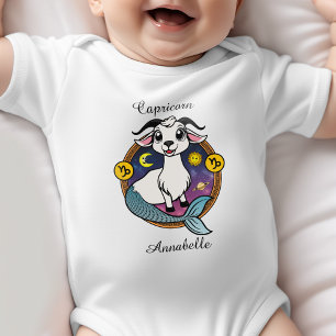 Capricorn Zodiac Sign Astrology Cartoon Horoscope Baby Bodysuit