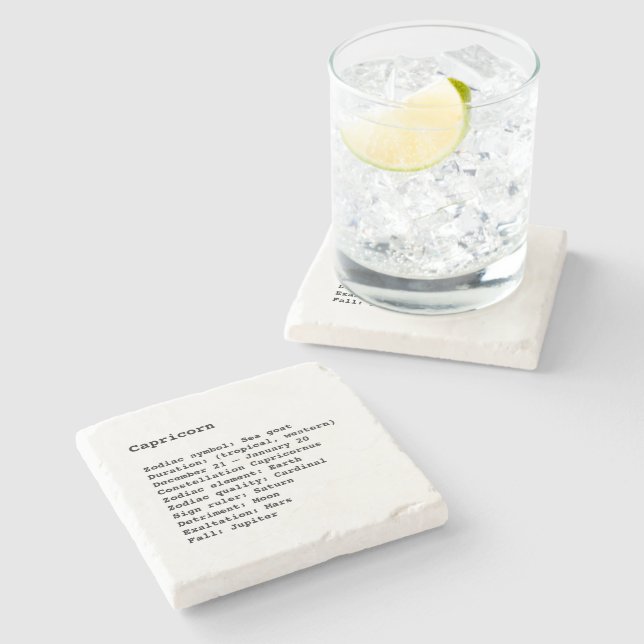 Capricorn Zodiac Sign Astrology Stone Coaster (Side)