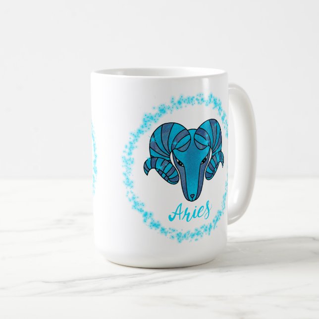Capricorn zodiac sign Blue Ram Coffee Mug (Front Right)