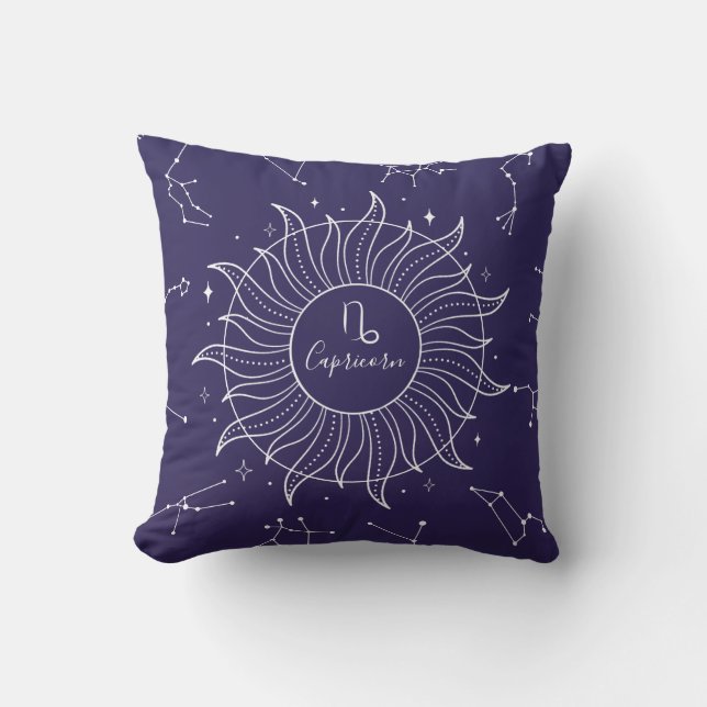 Capricorn Zodiac Sign Celestial Dark Navy        Cushion (Front)