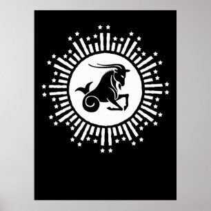 Capricorn Zodiac Sign Goat Cosmic Starburst Design