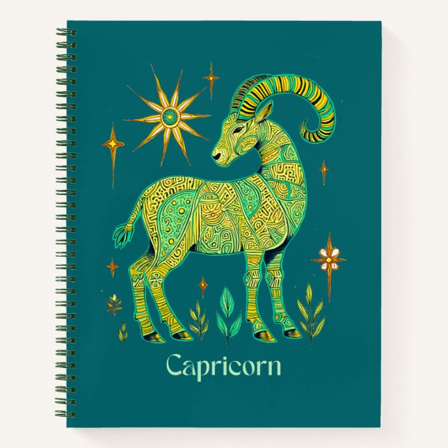 Capricorn Zodiac Sign in Intricate Patter Journal  (Front)