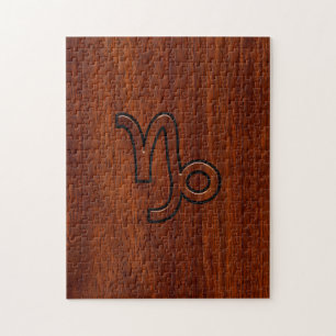 Capricorn Zodiac Sign in Mahogany Style print Jigsaw Puzzle