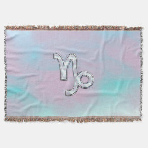 Capricorn Zodiac Sign on Mother of Pearl Nacre Throw Blanket