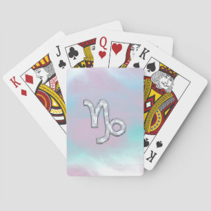 Capricorn Zodiac Sign on Mother of Pearl Style Playing Cards