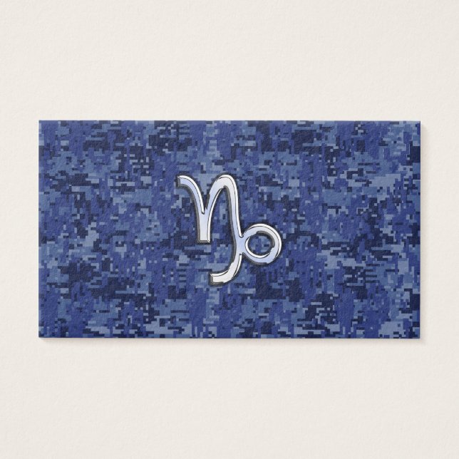 Capricorn Zodiac Sign on navy blue digital camo (Front)