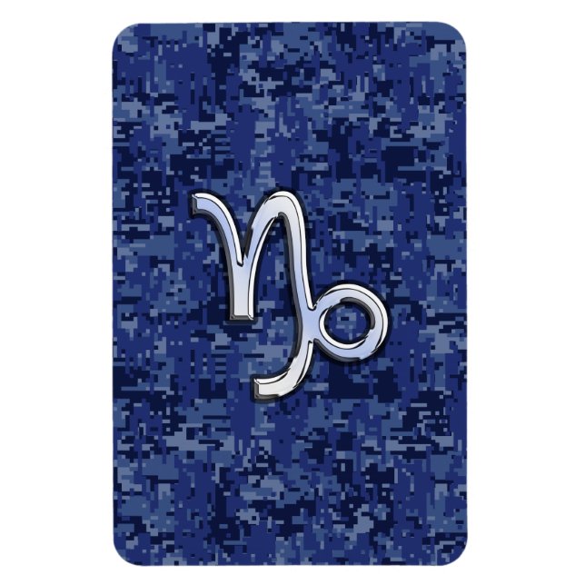 Capricorn Zodiac Sign on navy blue digital camo Magnet (Vertical)