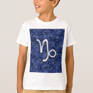 Capricorn Zodiac Sign on Navy Digital Camouflage T-Shirt