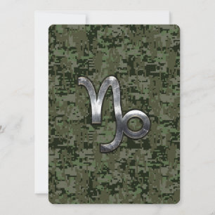 Capricorn Zodiac Sign on olive green digital camo