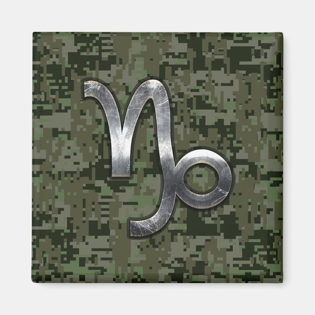 Capricorn Zodiac Sign on olive green digital camo Magnet (Front)