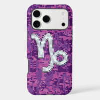 Capricorn Zodiac Sign Pink Digital Camouflage