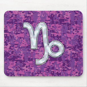 Capricorn Zodiac Sign Pink Digital Camouflage Mouse Pad