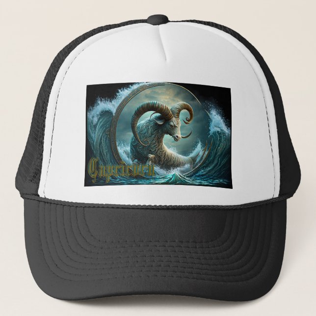 Capricorn Zodiac Sign Trucker Hat (Front)
