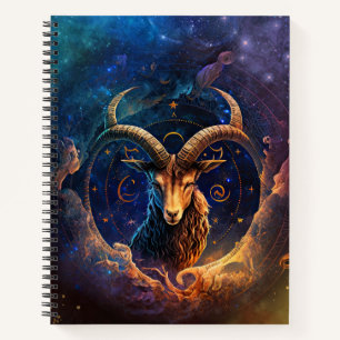 Capricorn Zodiac Sign Watercolor Design Notebook