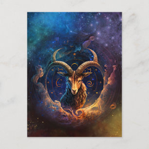 Capricorn Zodiac Sign Watercolor Design Postcard