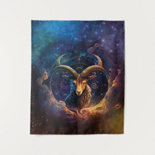 Capricorn Zodiac Sign Watercolor Design Tapestry