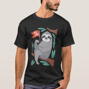 Capricorn Zodiac Sloth Cosy Character Design T-Shirt
