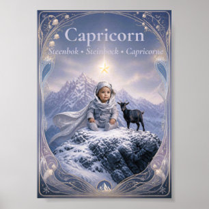 Capricorn Zodiac Small Art   Dreamy Astrology  Poster