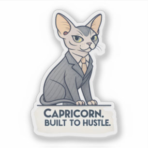 Capricorn Zodiac Sphynx Cat Built Hustle Art