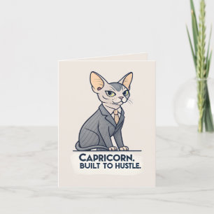 Capricorn Zodiac Sphynx Cat Built Hustle Art Holiday Card
