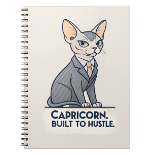 Capricorn Zodiac Sphynx Cat Built Hustle Art Notebook
