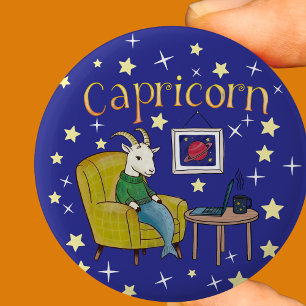 Capricorn Zodiac Star sign  6 Cm Round Badge