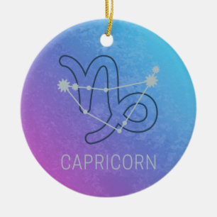Capricorn Zodiac Star Sign Horoscope Constellation Ceramic Tree Decoration