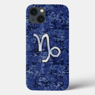 Capricorn Zodiac Symbol Blue Digital Camouflage iPhone 13 Case