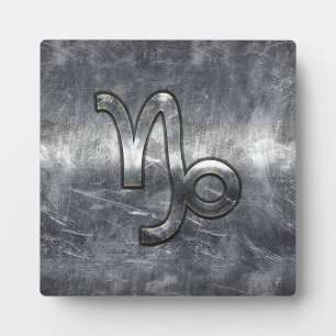 Capricorn Zodiac Symbol Distressed Steel Decor Plaque