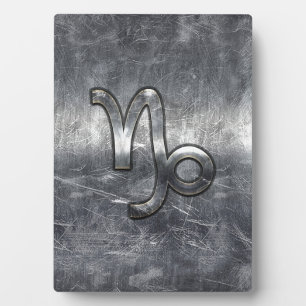 Capricorn Zodiac Symbol Distressed Steel Decor Plaque