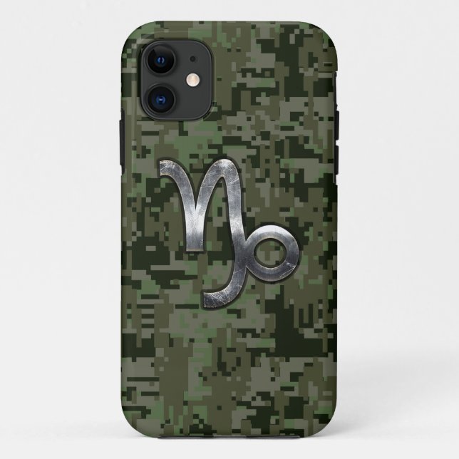 Capricorn Zodiac Symbol Green Digital Camouflage Case-Mate iPhone Case (Back)