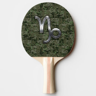 Capricorn Zodiac Symbol Green Digital Camouflage Ping Pong Paddle