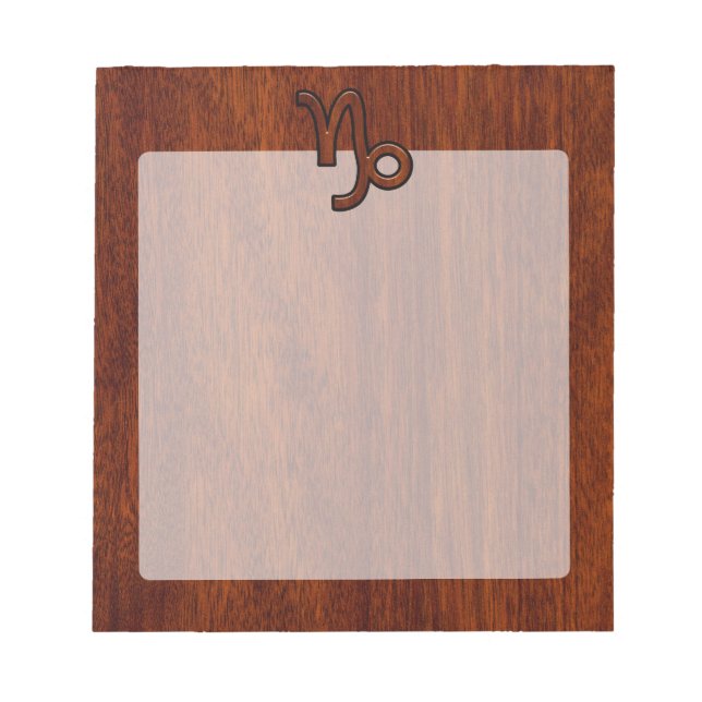 Capricorn Zodiac Symbol in Mahogany Brown Notepad (Front)