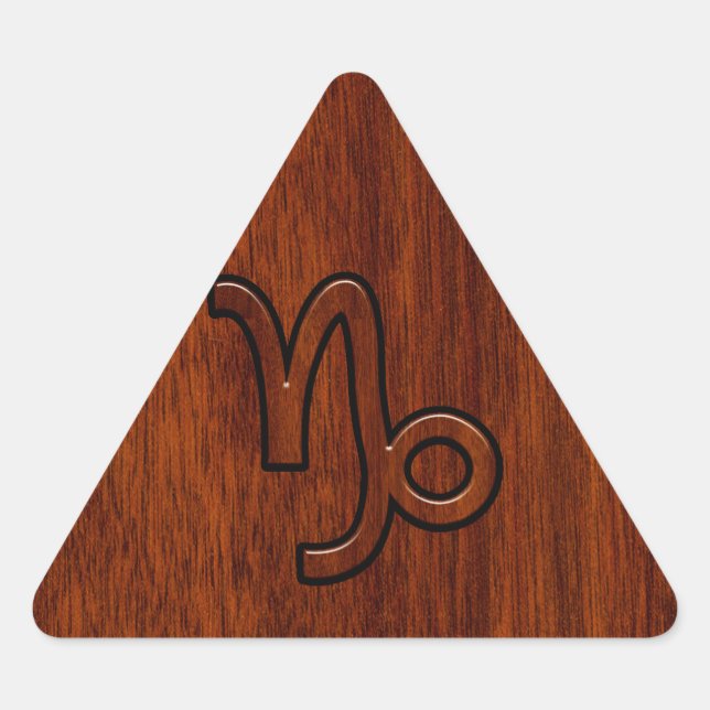 Capricorn Zodiac Symbol in Mahogany Brown Triangle Sticker (Front)