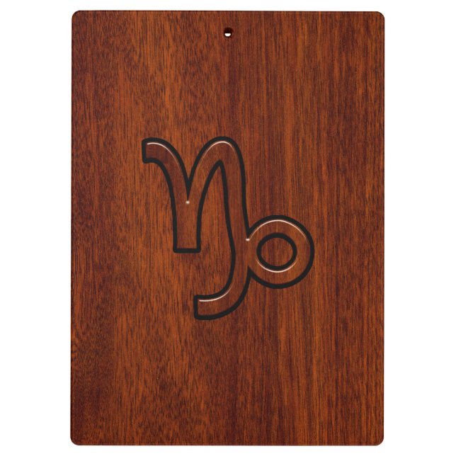 Capricorn Zodiac Symbol in Mahogany Style print Clipboard (Back)