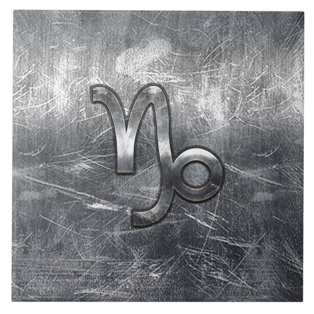 Capricorn Zodiac Symbol Industrial Style Tile (Front)