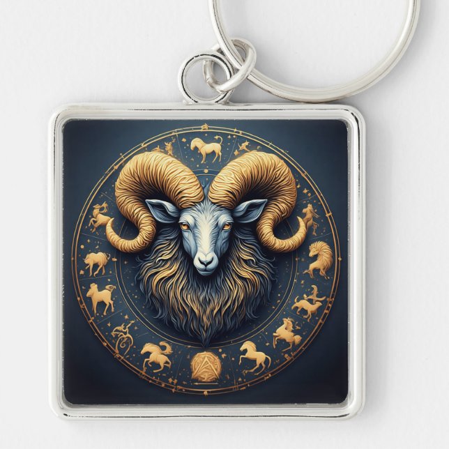 Capricorn Zodiac Symbol Key Ring (Front)