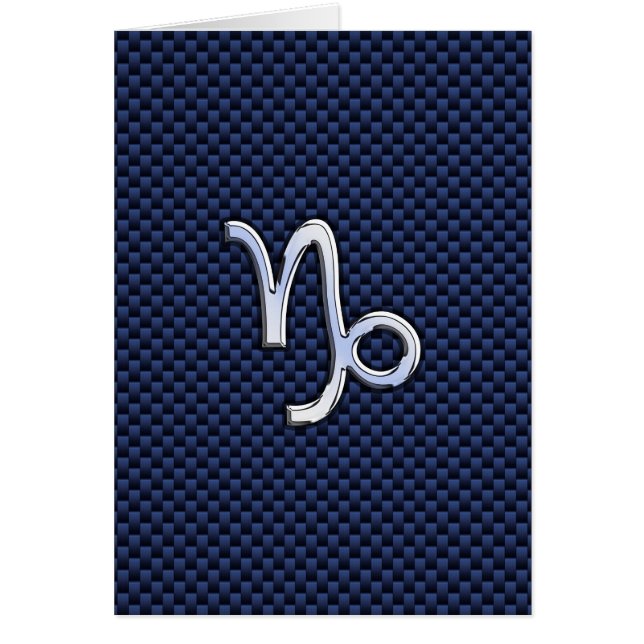 Capricorn Zodiac Symbol Navy Blue Carbon Fibre (Front)