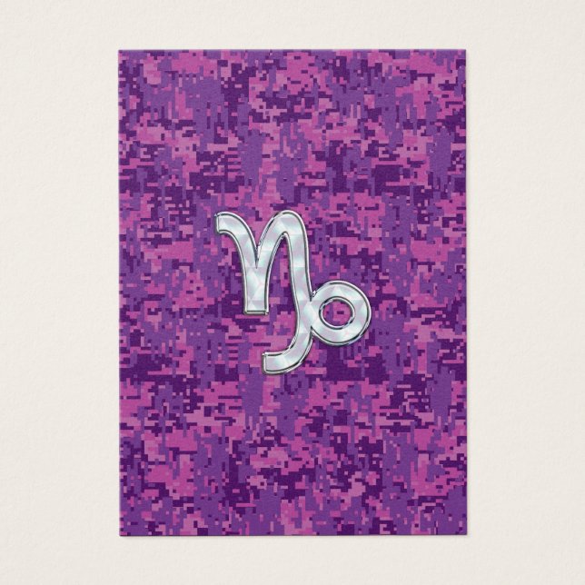 Capricorn Zodiac Symbol on Fuchsia Digital Camo (Front)