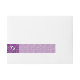 Capricorn Zodiac Symbol on Fuchsia Digital Camo Wraparound Address Label