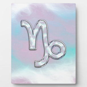 Capricorn Zodiac Symbol on Mother of Pearl Decor Plaque