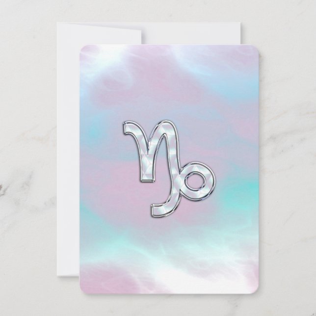 Capricorn Zodiac Symbol on Mother of Pearl Nacre (Front)