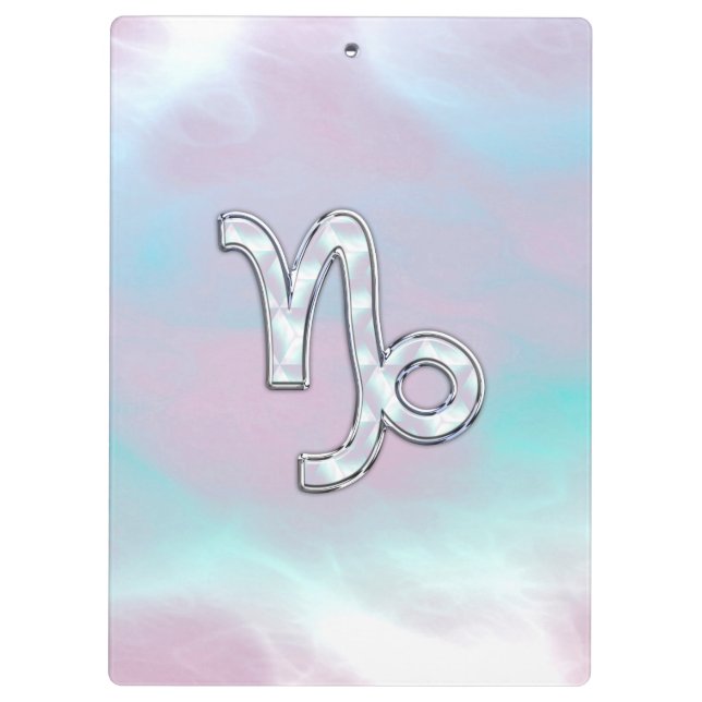 Capricorn Zodiac Symbol on Mother of Pearl Nacre Clipboard (Back)