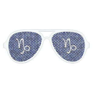 Capricorn Zodiac Symbol on navy blue digital camo Aviator Sunglasses