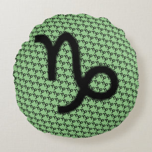 Capricorn Zodiac Symbol Standard by K Yoncich Round Cushion