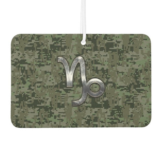 Capricorn Zodiac Symbol Woodland Camouflage Car Air Freshener (Front)